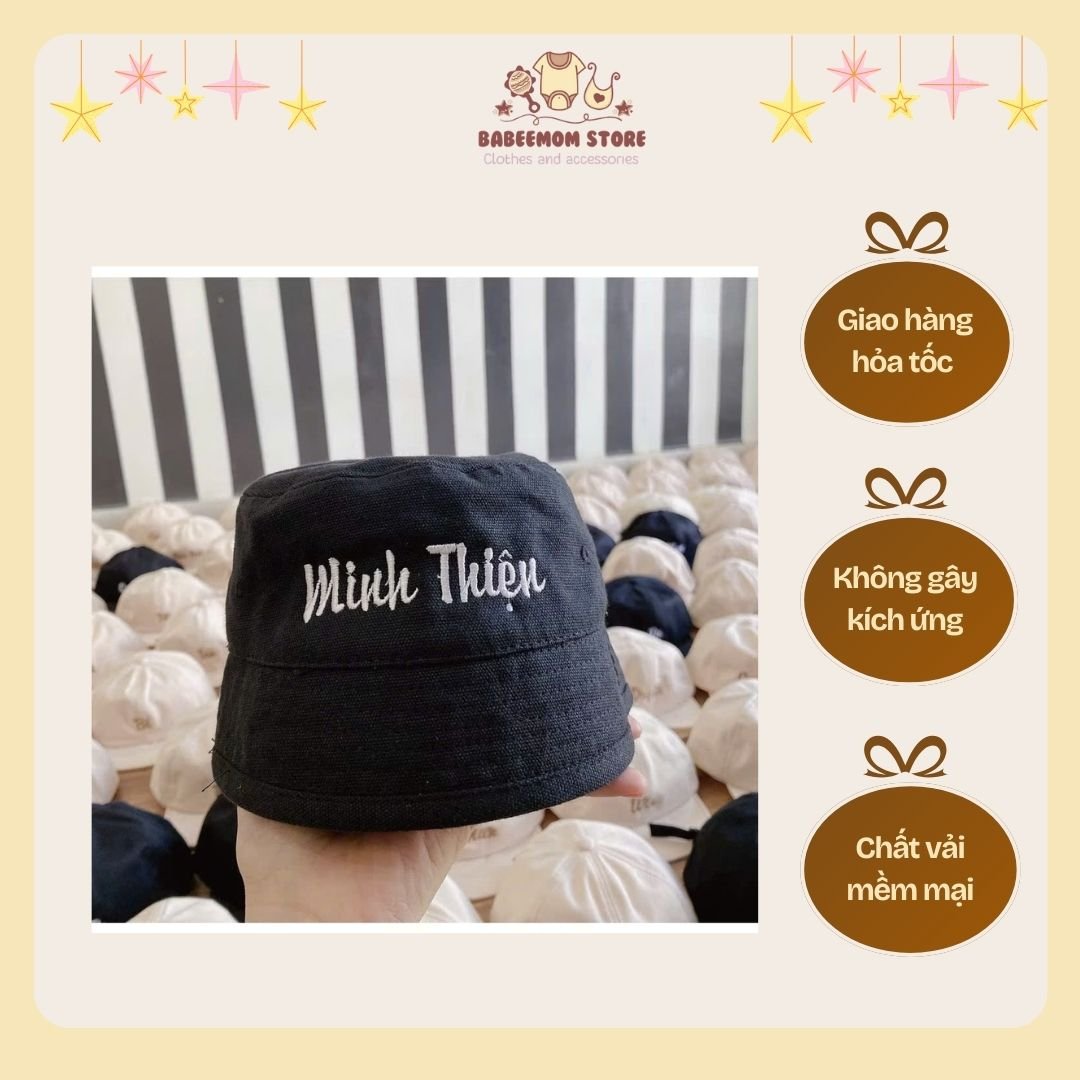 mũ thêu tên cho bé